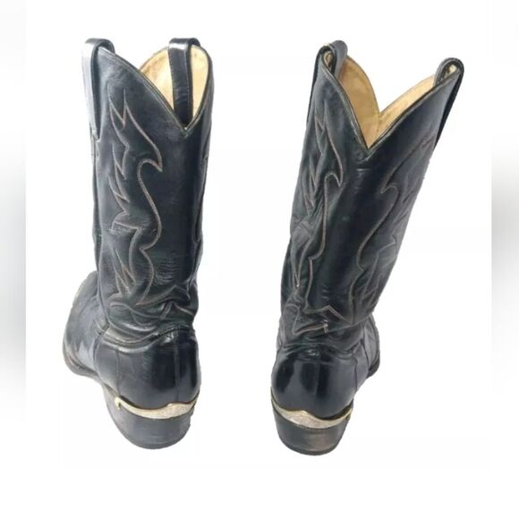 Cazador Black EEL Skin Leather Western Boots Sz 10 D Toe Tips  & Heel Guards main image 4